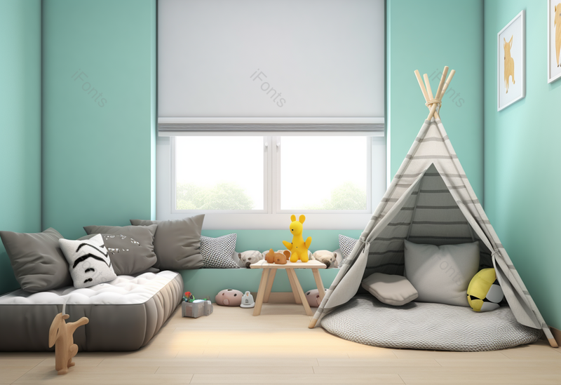 北欧风简单明亮儿童活动室室内设计效果图,高清,摄影图,摄影图片,图片大全,摄影图免费下载